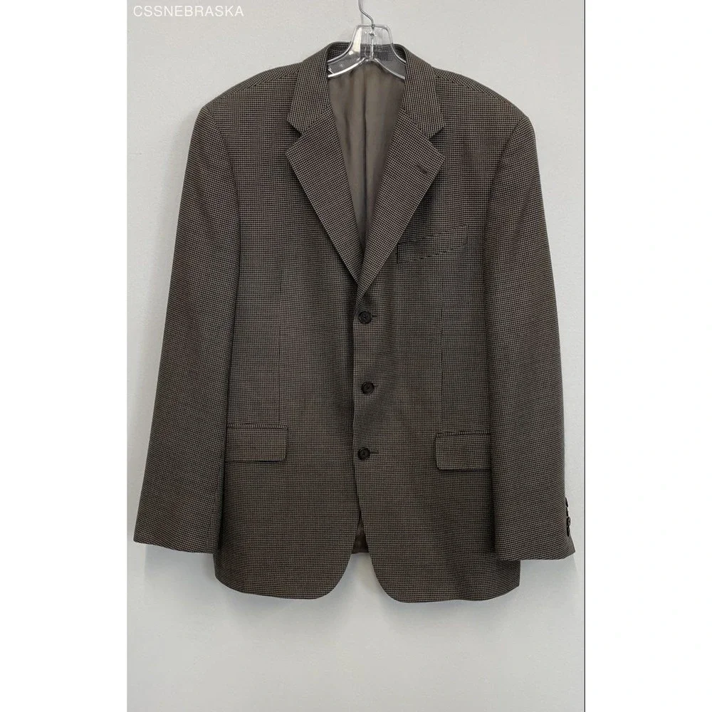 Joseph Abboud Tan Men's‎ Wool/Silk Glen Plaid Suit Sportcoat - Size 42R